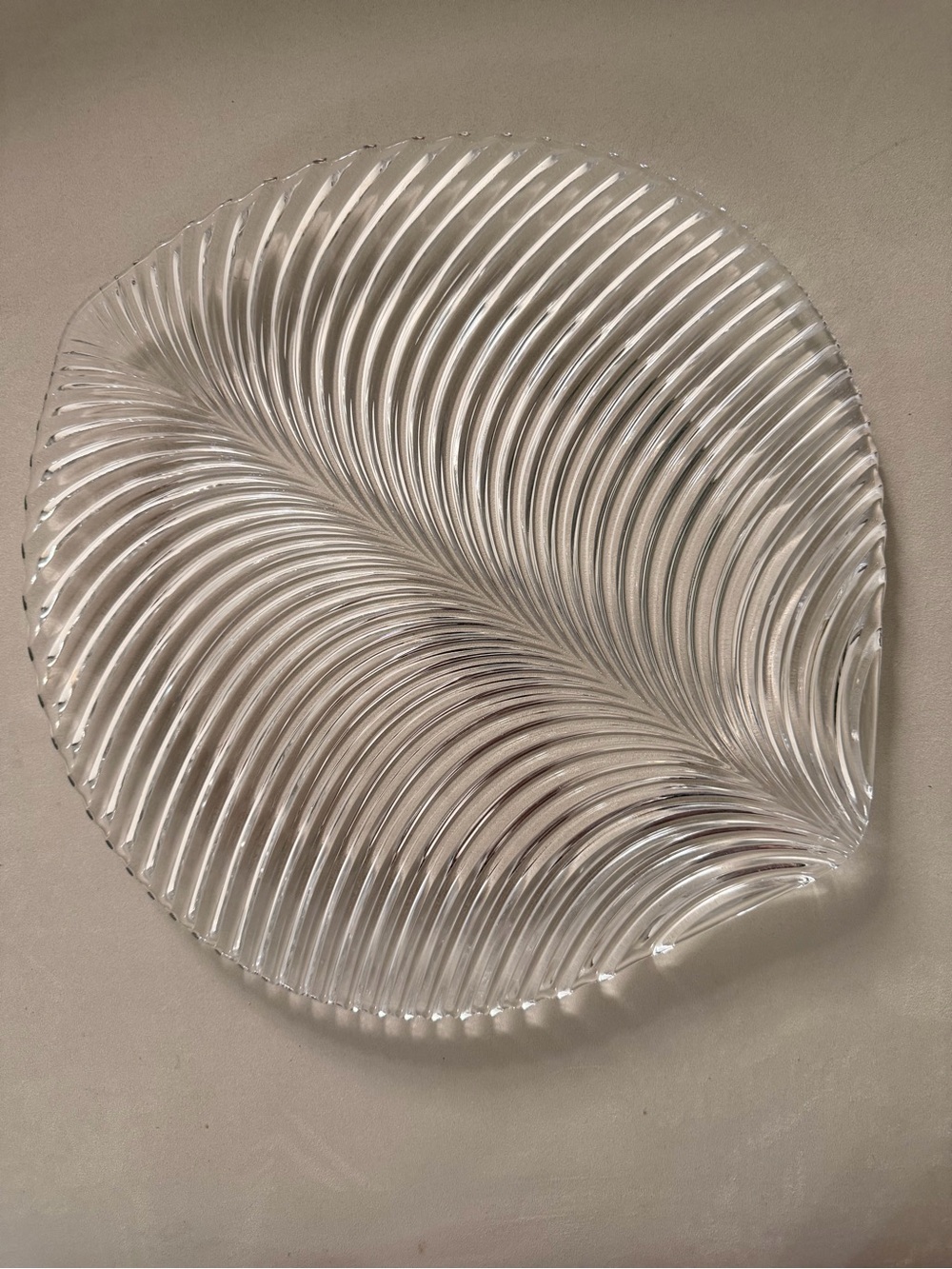 Clear Ribbed Glass Leaf Platter